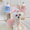 Puppy Dog Summer Skirt Clothing Pink Blue Simple Crystal Lace Sling Dresses For Small Medium Dog Chihuahua Pet Dog Clothes XXS-L