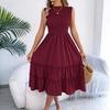 Spring Summer Women's Casual Smocked Waist Sleeveless Ruffle Trim Flowy Maxi Long Dress for European American Crossborder