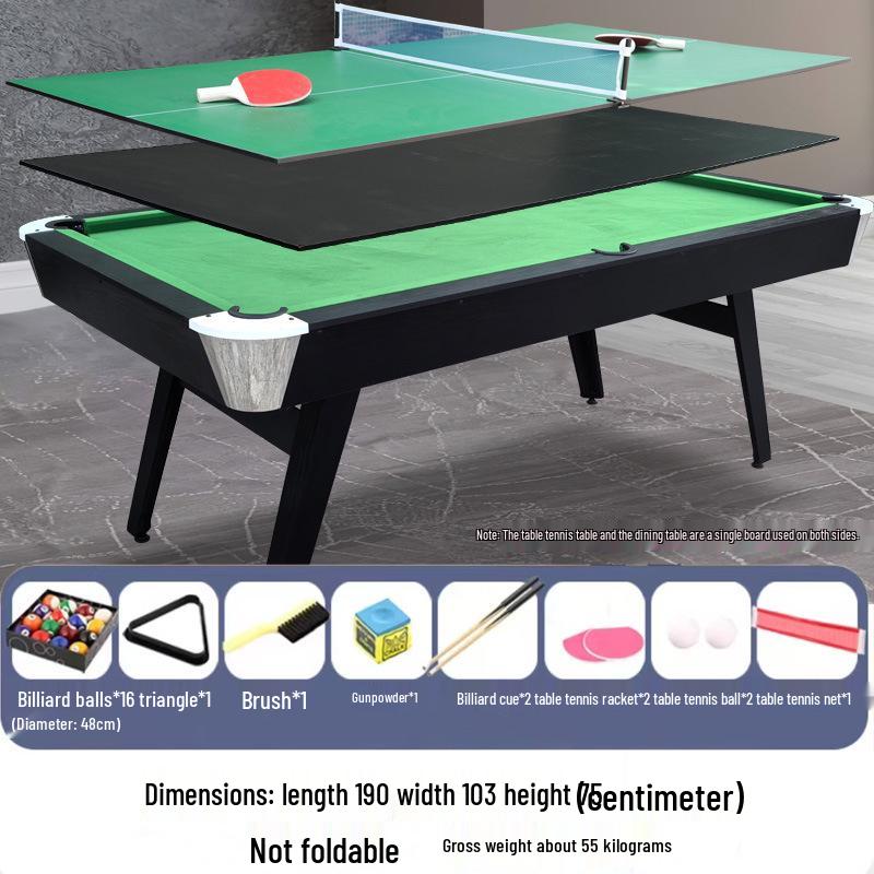 Foldable 2-in-1 Kids Pool & Ping Pong Table - Indoor American Black Eight Style