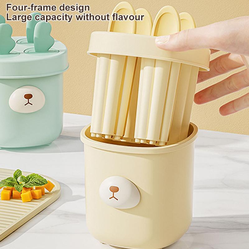 Fryseboks 4 rom Iskremform Matkvalitet Tegneserieform Isgitterlagerboks Gjenbrukbare Runde Ispinnformer Is DIY