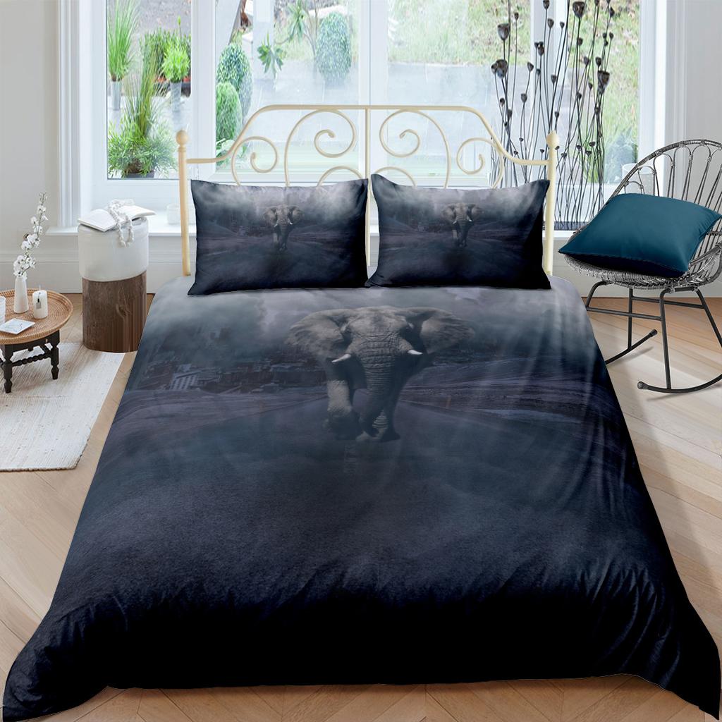 Elephant Duvet Cover King Queen Size Creative Animal Pattern Bedding Set For Kids Teens Adult Lovely Wildlife 2/3pcs Quilt Cover