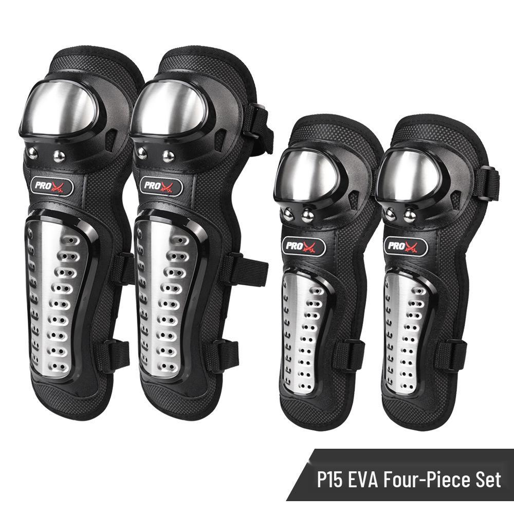 PRO X Motorcycle Anti-Fall Stainless Steel Knee & Elbow Pads Set for Off-Road Riding
