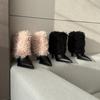 Fleece To Keep Warm In Winter, New Pointed-toed Thin-heeled Medium-heeled Short Boots, Fluffy Boots, High-heeled Design for Women