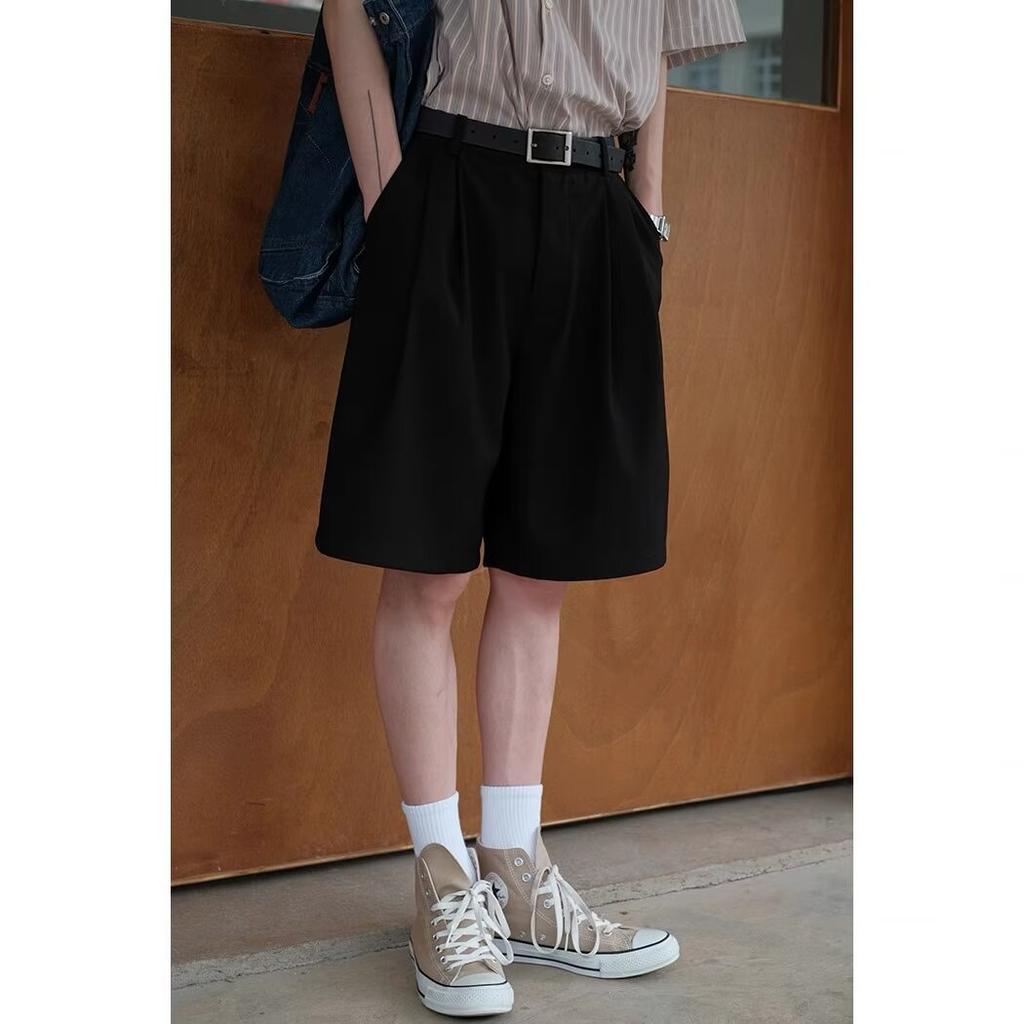 Wide-leg Casual Shorts Men's and Women's Loose Straight Down Pants Five-point Pants Retro Basic Solid Color Shorts