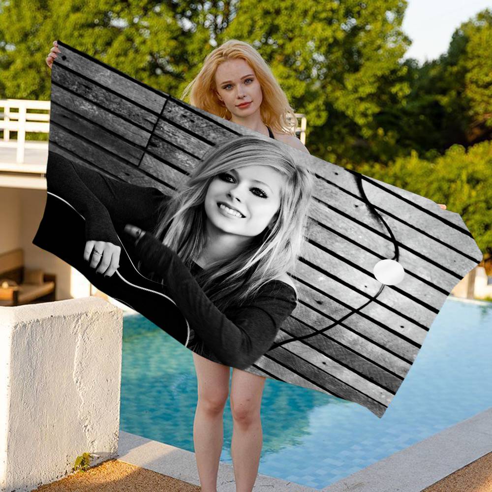 Singer A-Avril L-Lavigne Beach Towel Colorful Bath Towels for Girl Microfiber Quick Dry Custom Sand Free Beach Yoga Spa Gym Pool