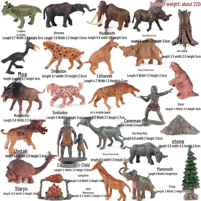 Prehistoric Animal Model Set: Saber-toothed Tiger, Mammoth, Star-tailed Beast Ornaments