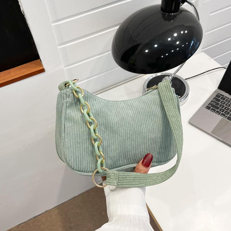 Koreanische Version Stoffbeutel einfach lässig Streifen Flanell Schulter Damen Tasche einfarbig Mini Umhängetasche tragbare Canvas Tasche