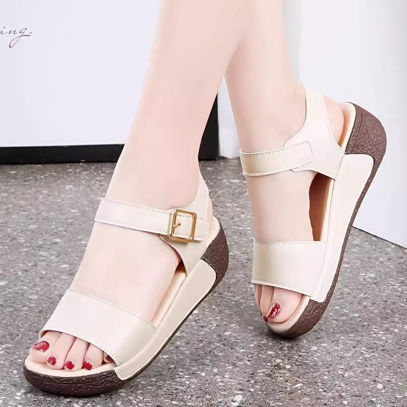 Sandals women's summer wear soft-soled wedges comfortable non-slip versatile beach shoes cool slippers