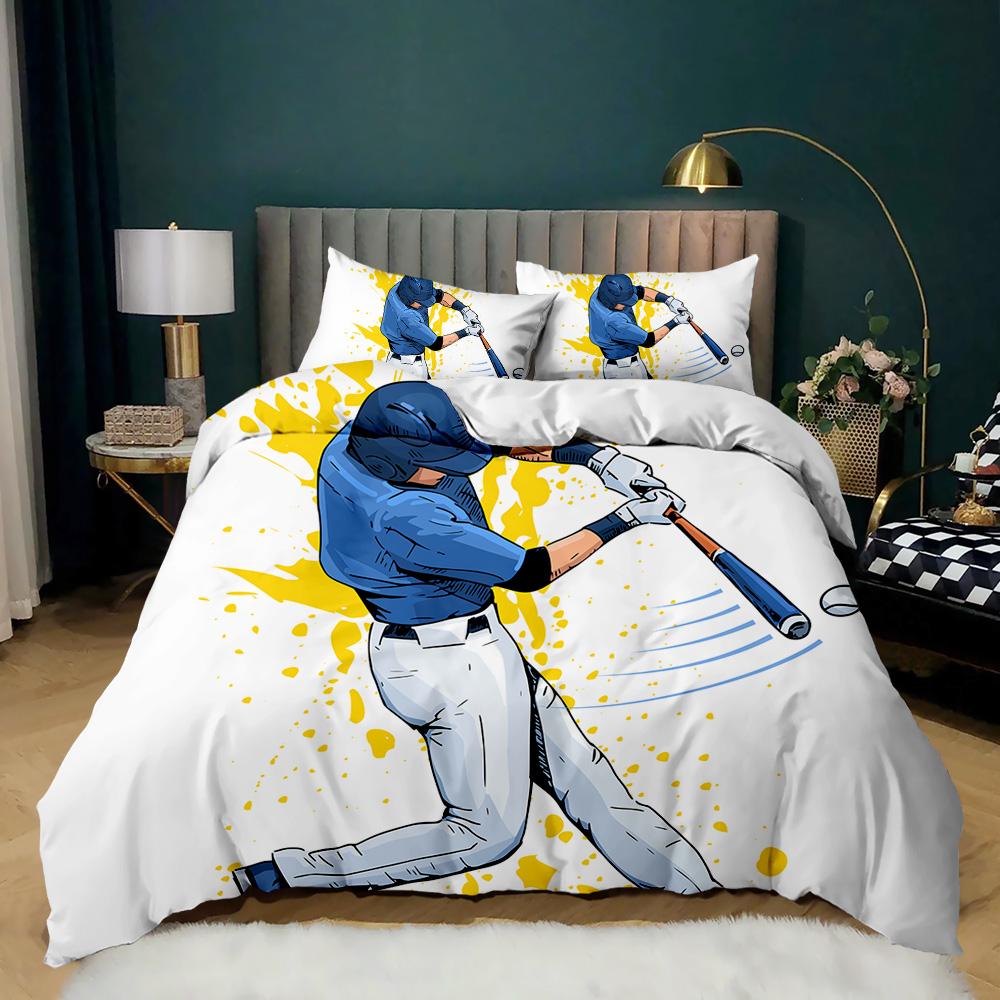 Baseball Duvet Cover Set Twin Queen King Size Ball Comforter Cover Sports Theme Bedding Set Kids Boys Teen Polyester Quilt Cover