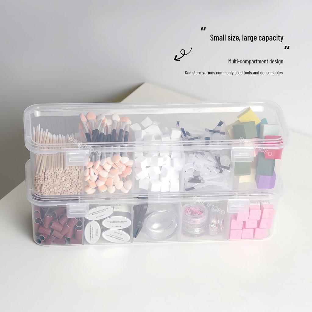 Large-Capacity Dustproof Nail Art Storage Box with Buckle and Clear Lid
