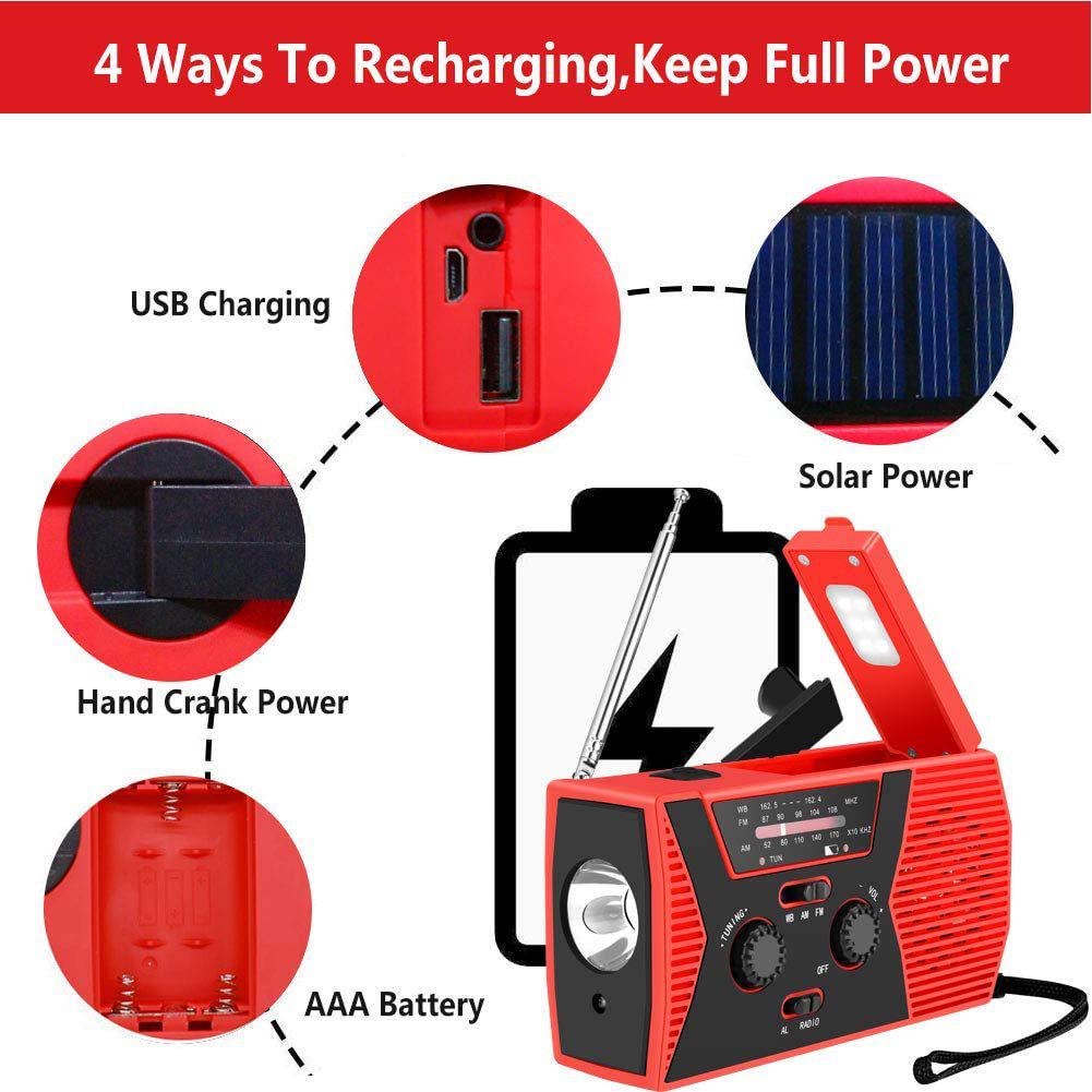 Multifunction Solar Hand-Crank Emergency Radio with Mobile Charging