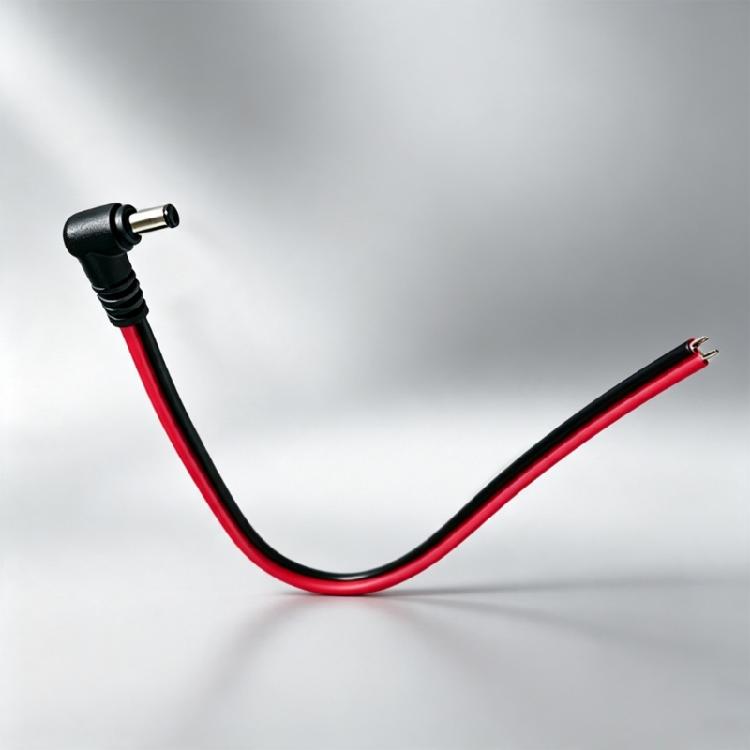 Open Wire Pigtail Power Cable, Right Angle 5.5X2.1Mm Male End, 30Cm Cord for Camera Work, Equipment Repair and Narrow Area Routing