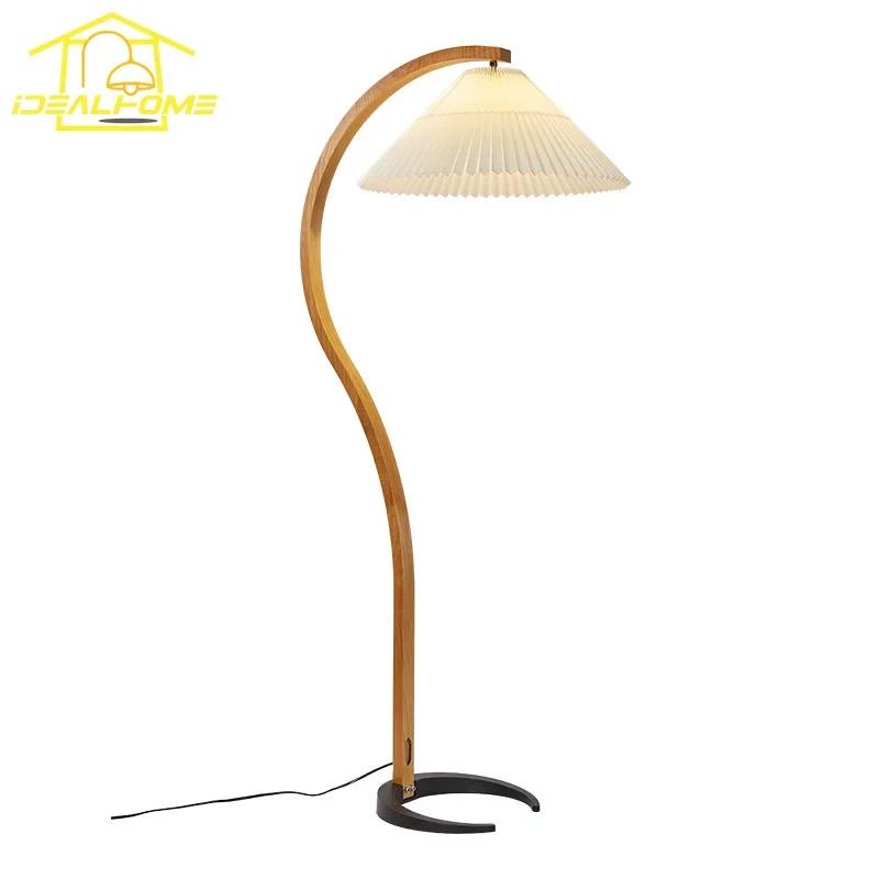 Japanese Wabi-sabi Medieval Solid Wood Pleated Floor Lamp LED E27 Retro Vintage Hanging Lamp Living/Tea Room Sofas Bedroom Study