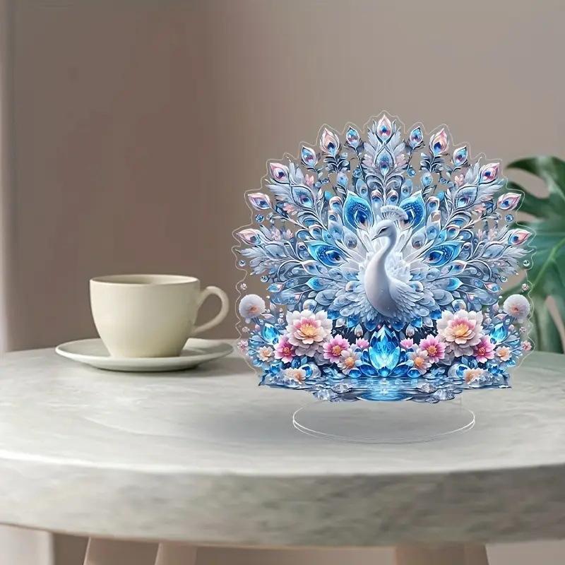2D Acrylic Flat Cool Figurine Animal Series Peacock Desktop Ornament Home Living Room Decoration