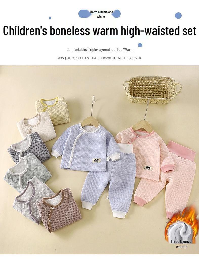 Kinder Gestepptes Baumwoll-Basisschicht-Set: Gemütliches Herbst- & Winter-Outfit für Säuglinge & Kleinkinder