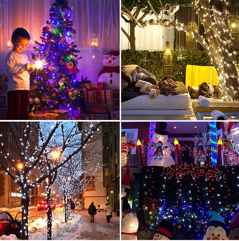 100M Leather LED Solar String Fairy Lights Christmas Lights Waterproof Outdoor Garland High-Power Solar Lamp For Garden Decor