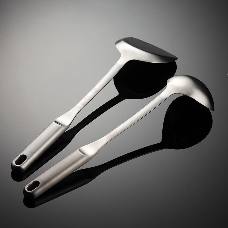304 stainless steel flat hollow handle spatula porridge spoon sanding creative new kitchen fried spatula housewarming gift