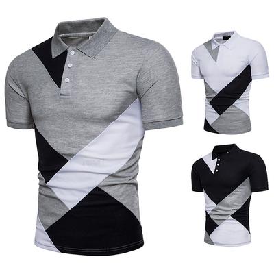 Digital 3D Printed Men'S Polo Shirt Men'S Casual Splicing Color Short Sleeve Shirt