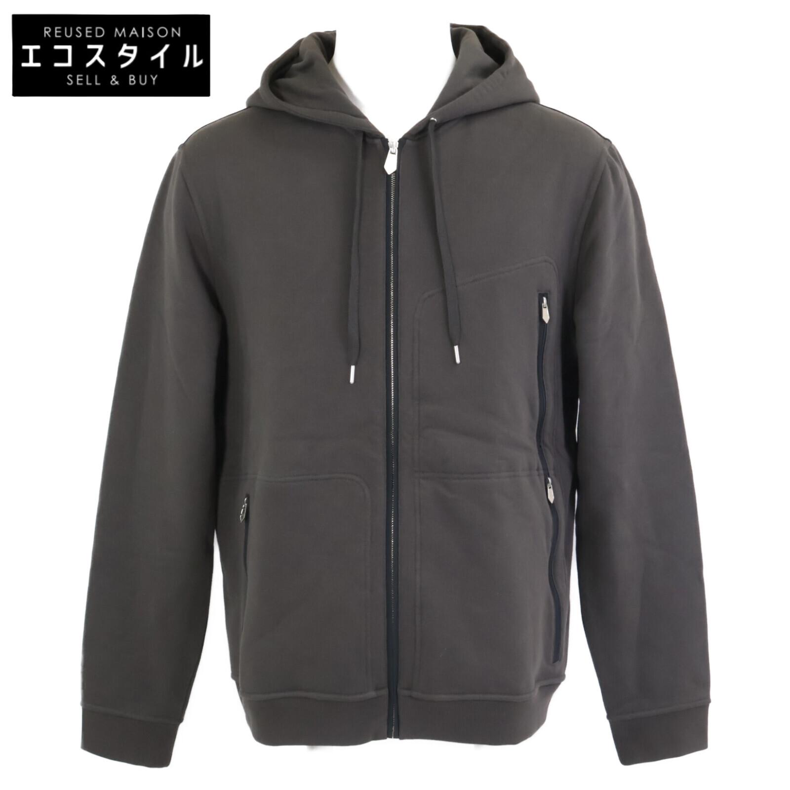 

HERMES [Excellent Condition/Domestically Manufactured/Made in 2014] Nylon/Sweatshirt Zip-Up Hoodie Jacket L Gray / blackUsed