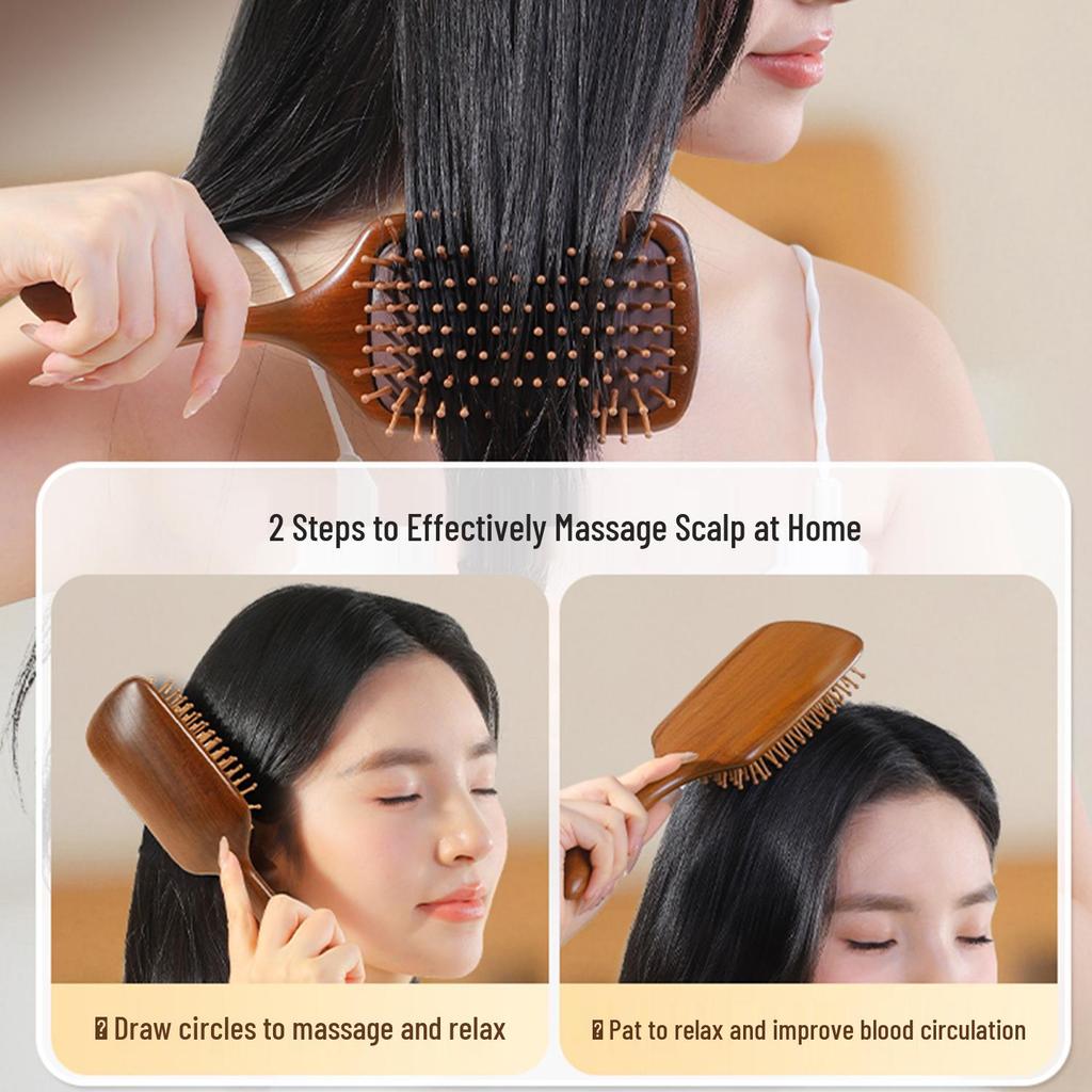Golden Thread Sandalwood Anti-Static Scalp Massage Comb for Men and Women