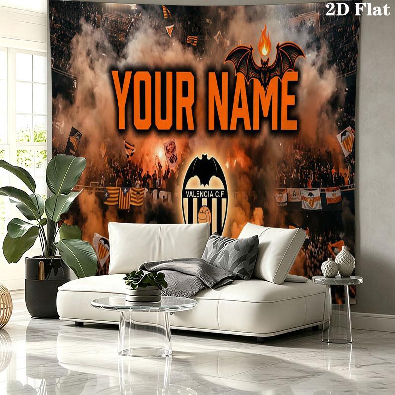 Custom Name,Valencia CF Wall tapestry, aesthetic printed fabric blanket, suitable for bedroom, living room, and home decor.