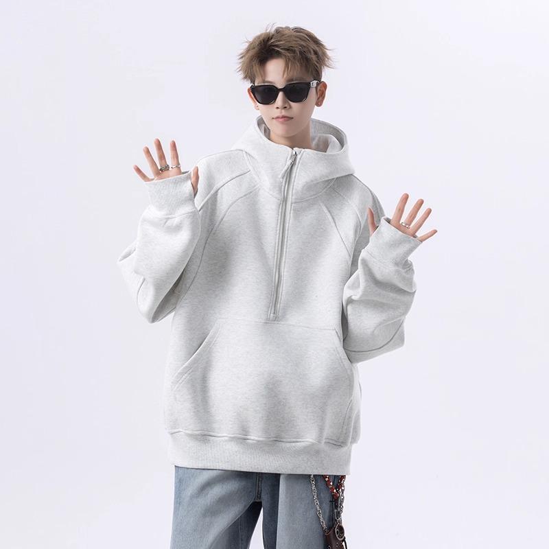 American High Street Men s Plus Velvet Hooded Half-Zip Sweatshirt - Autumn/Winter 2025 Collection XL