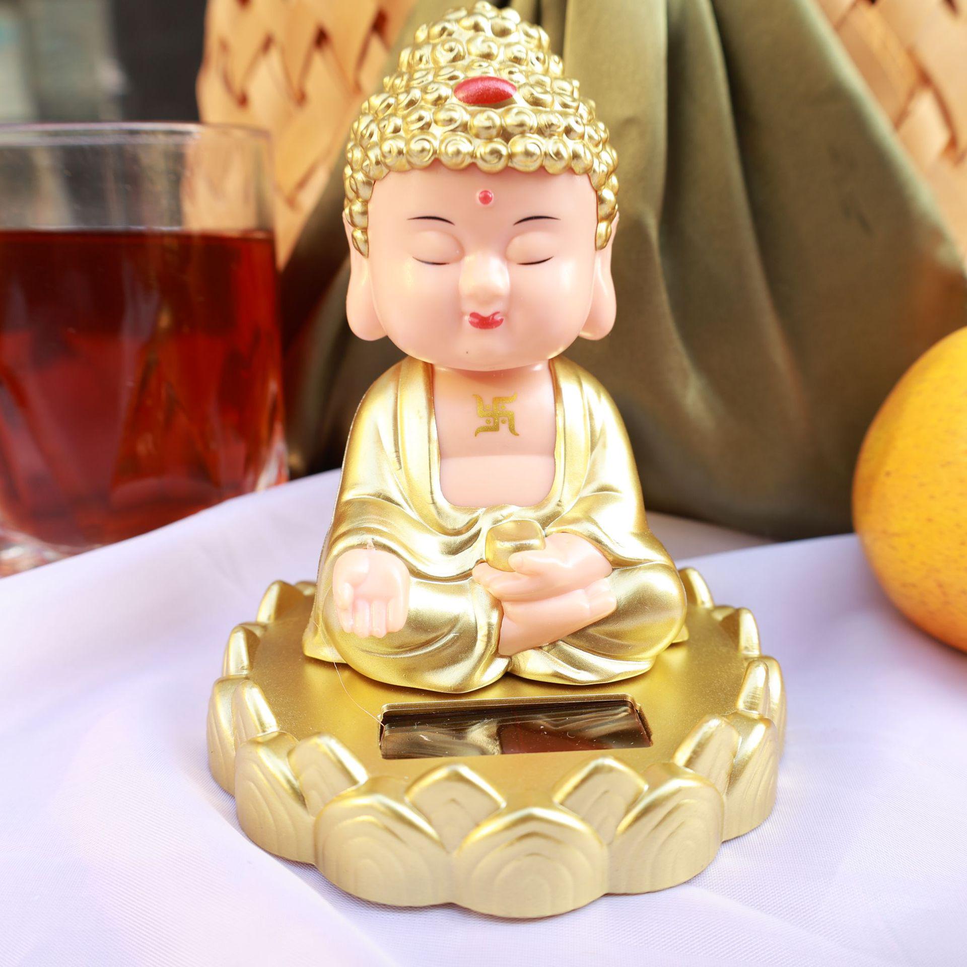 

Solar-Powered Zen Monk Dashboard Ornament - Car Interior Buddha Decoration 10*11.5*11