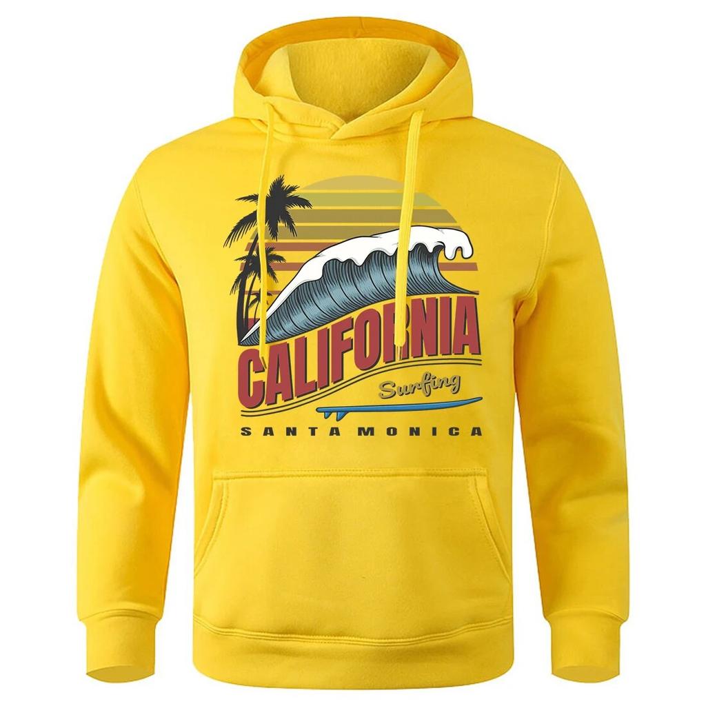 California Surfing Santa Monica Beach Unisex Hoody Oversized Loose Fleece Tracksuit Sport Street Hoodies Classic Creative Hooded