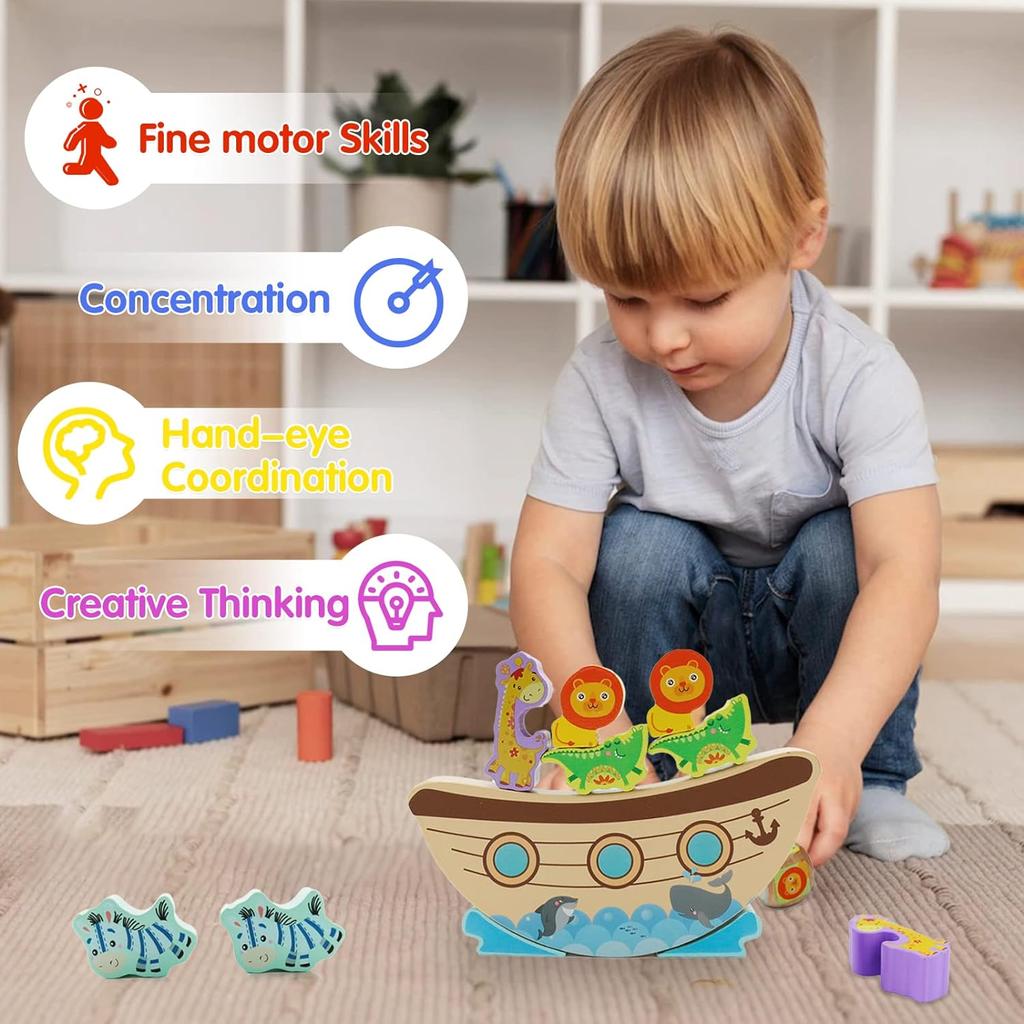 Stacking Games for Kids Wooden Balance Stacking Educational Toys for Family Games Birthday Gift Party Travel Toys
