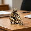 Brass Girl Dog Figure Home Desk Ornament Retro Figurine Small Decorative Crafts Creative Decor