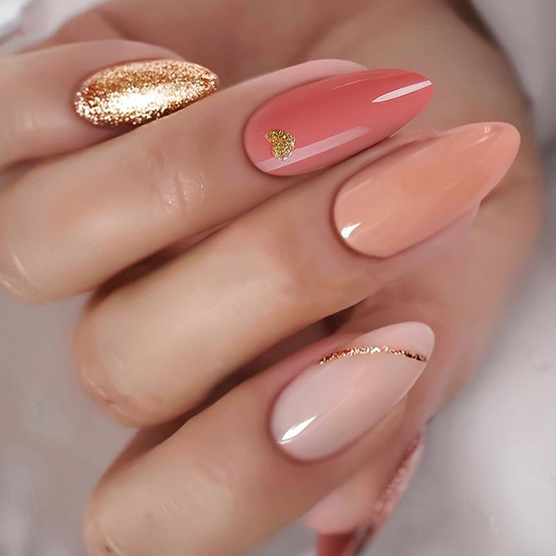 

European & American Handmade Glittery Barbie Pink Almond Press-On Nails