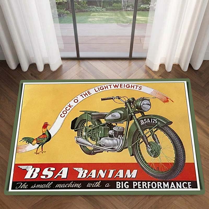 Retro BSA MV AGUSTA MOTORCYCLE Rug,,living Room Rug,bedroom Rug,sofa Area Rugs,GAMER Computer Chair Floormat