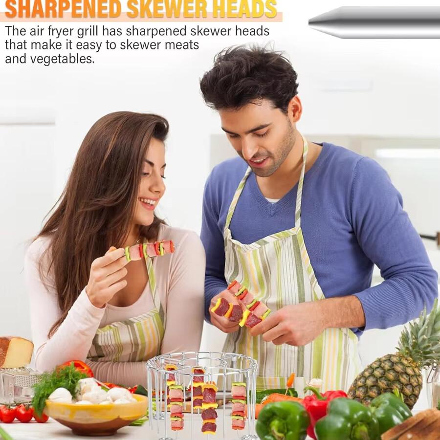 Air Fryer Stainless Steel Vertical Grill Rack Detachable String Grill Vertical Barbecue Skewer Bracket