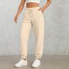 Ladies' Fashionable Solid Color Straight Leg Pants With High Waist Drawstring Pockets And Elastic Waist Casual Pants