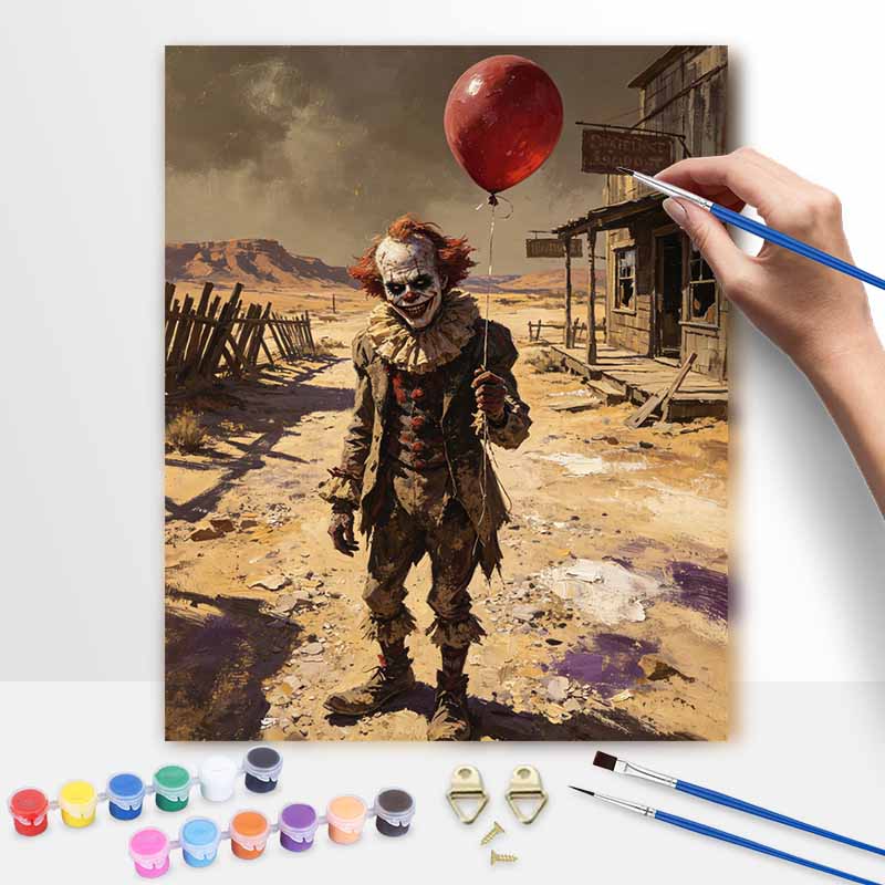 Halloween Digital Oil Painting Coloring Painting Circus Performer Red Balloon Hand Painting Home Decoration