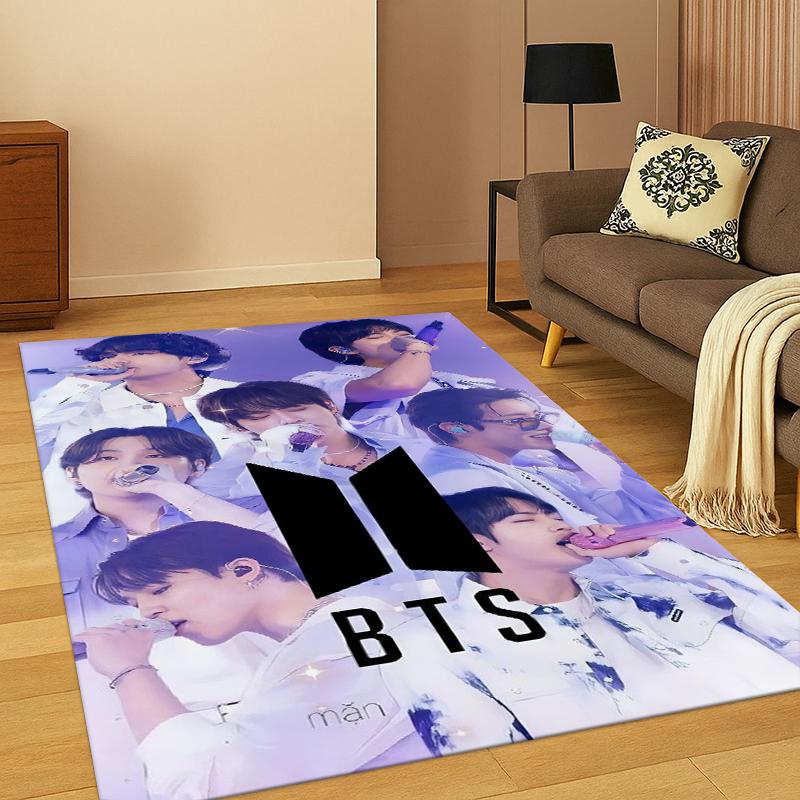 Fashion B-BTS Kpop Soft Area Rug for Bedroom Living Room Sofa,Non-Slip Carpet for Kids,Cozy Floor Mat Doormat Home Decor