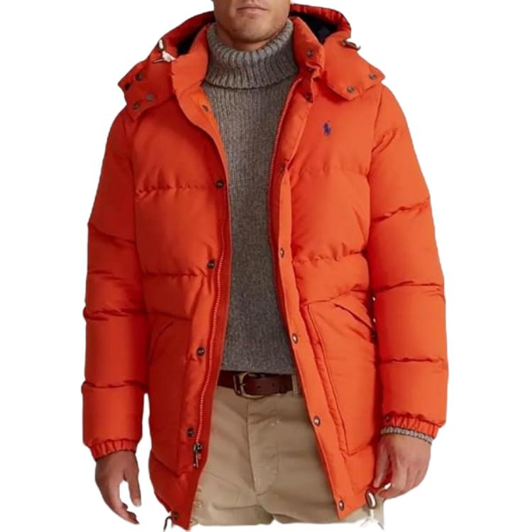 Polo Ralph Lauren Ss23 Solid Color Logo Embroidered Quilted Hooded Jacket Men Jacket Orange 710883852-002