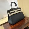 Yi Jinyuan 2023 Silver Button Alligator Pattern Stitching Cowhide Platinum Women's Handbag Gold Lady Bag