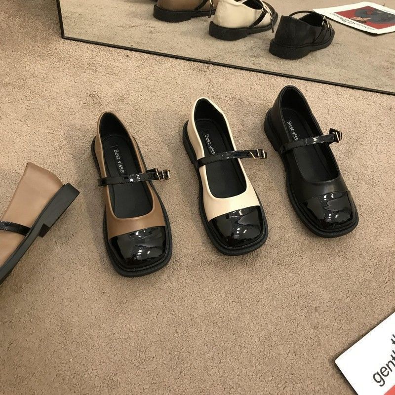 French evening breeze gentle thick-soled Mary Jane single shoes women's shoes spring and summer small fragrant style British small leather shoes INS