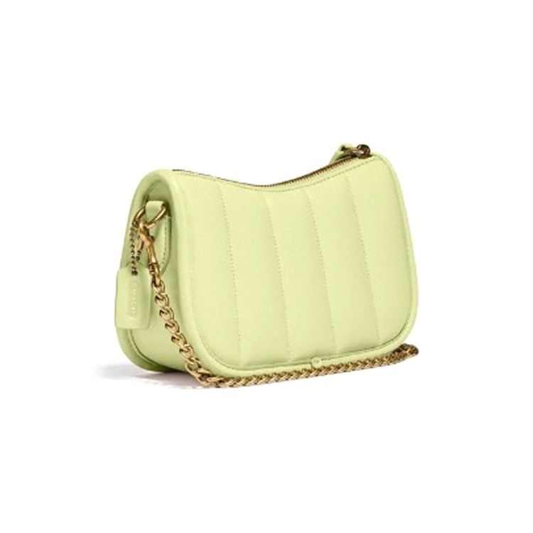 Coach Swinger 20 Small Quilted Chain Shoulder Bag Lambskin Leather Handbag Mahjong Bag Women bags Candy-Yellow Green C3490-B4M97