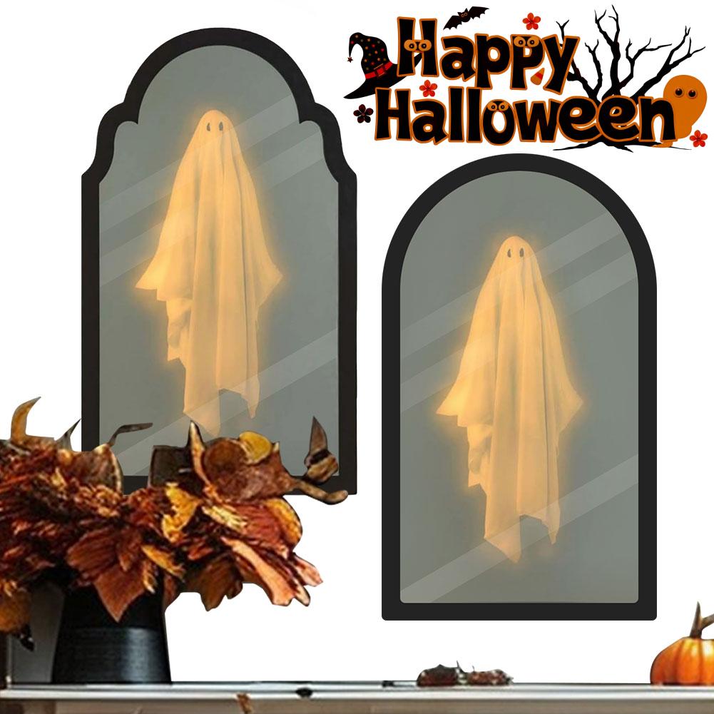 Halloween Hologram Ghost Mirror for Wall Mantle Spooky Scary Ghosts Ghost Hologram Mirror Decorations for Halloween Room Decor