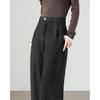 TERRE BLEUE Women's Fleece-Lined Wool Blend Wide-Leg Pants
