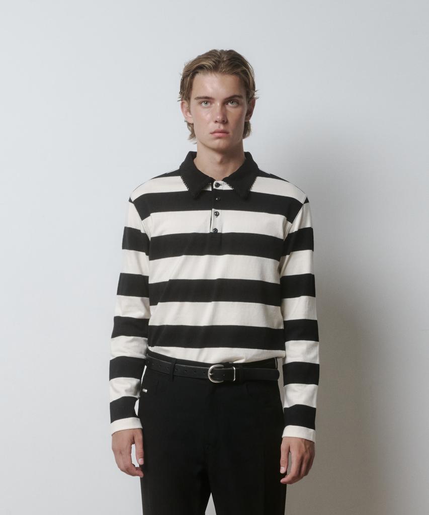 MURRA Salon Striped Rugby Shirt _ Black