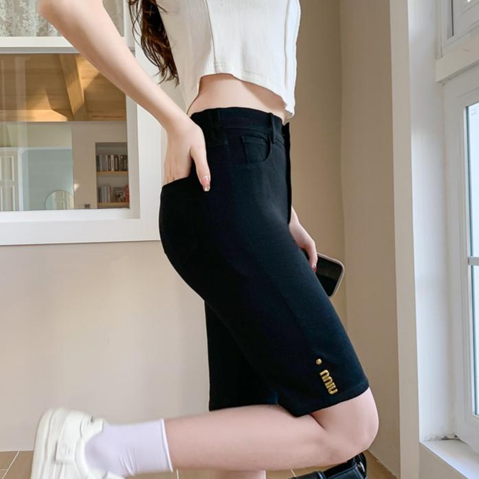 DIMANAF 2025 Übergröße Damen Shorts Hosen Sommer Locker Jeans Kurz Basic Harem Hohe Taille Einfarbige Hosen Elastische Taille