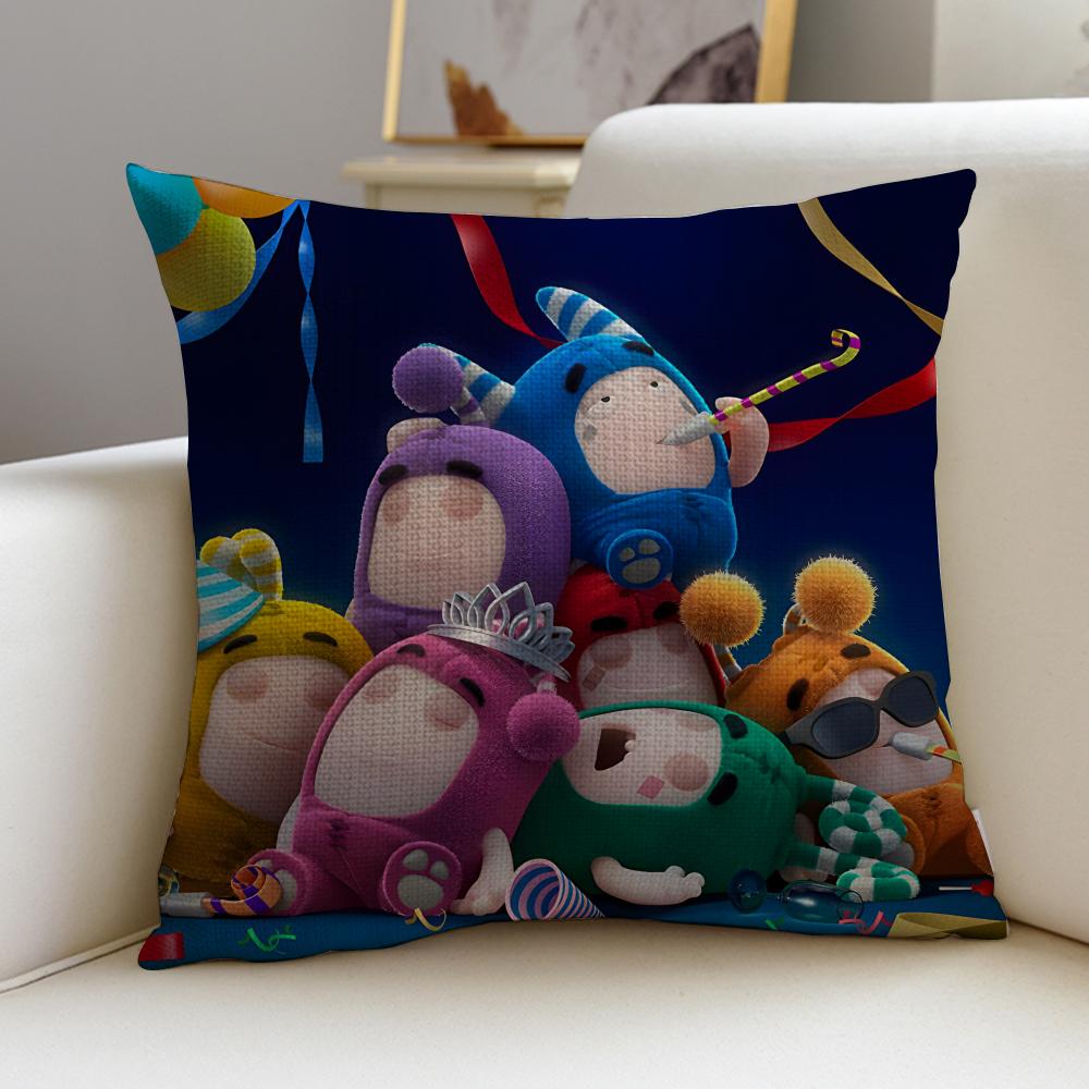 Fun CCartoon OddbodsS Cushion Cover Breathable and skinfriendly linen pillowcase square removable and washable cushion
