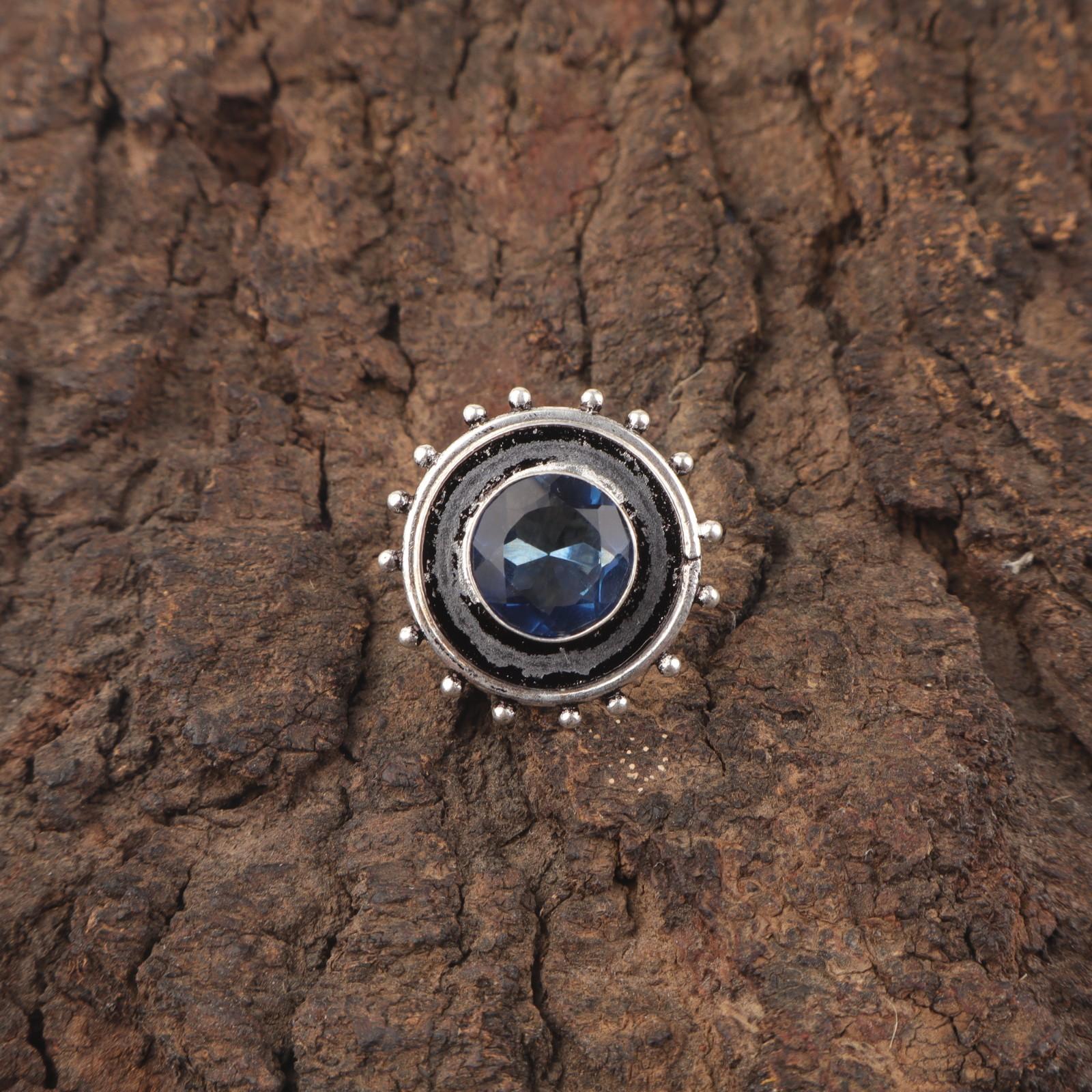 

Natural London Blue Topaz Daughter Gift Cocktail Unique Ring 925 Sterling Silver RR-49-14 15