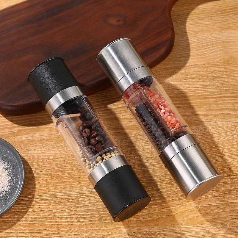 Manual Double Head Grinder Adjustable Ceramic Core Spice Mill Portable Kitchen Seasoning Tool For Home Use