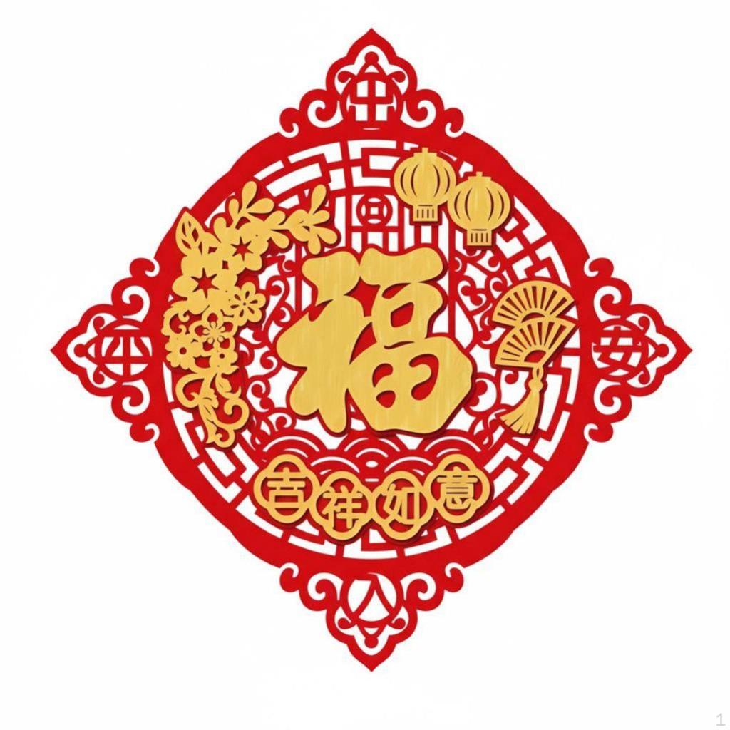 Fu Character Sticker, Flocking Fabric, Door Decor, Housewarming, Festive,