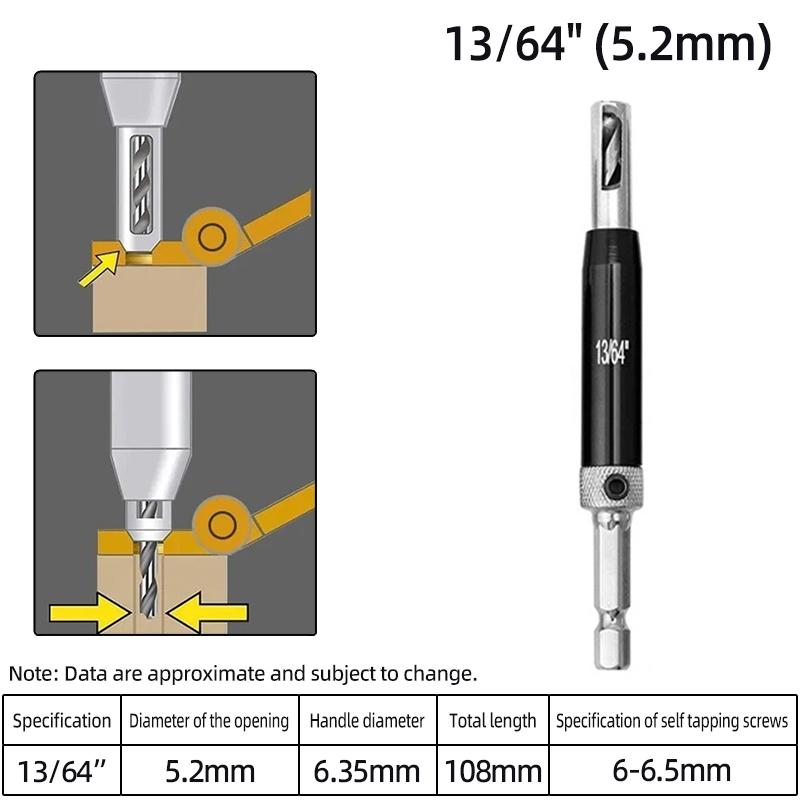 Self-Centering Hinge Twist Drill Bits HSS Different Sizes Window Doors Screw Hole Saw Woodworking Reaming Cabinet Tool