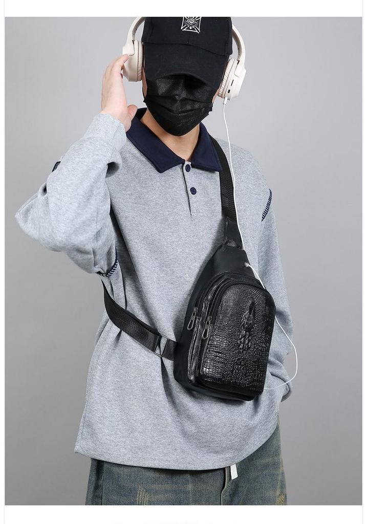 Men's Trendy Minimalist PU Leather Crossbody Bag – Large Capacity, Multi-layer, Casual Outdoor Sports Style